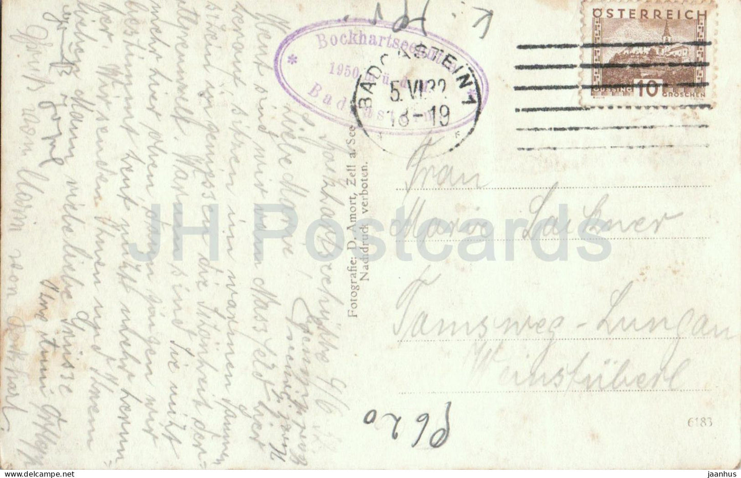 Alpen Caffee Bockhartsee am Nassfeld 1950 m - Bockhardsee - carte postale ancienne - 1932 - Autriche - utilisée