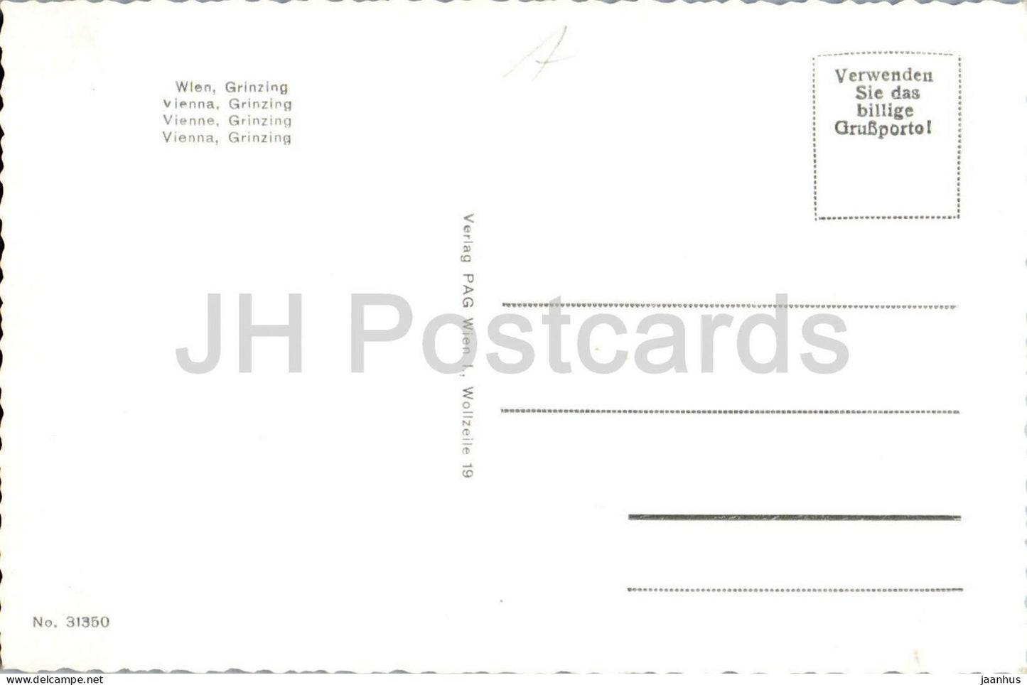 Wien - Vienna - Grinzing - village quarter - suburb - Hochster Hencl Heuricer - 31350 - old postcard - Austria - unused