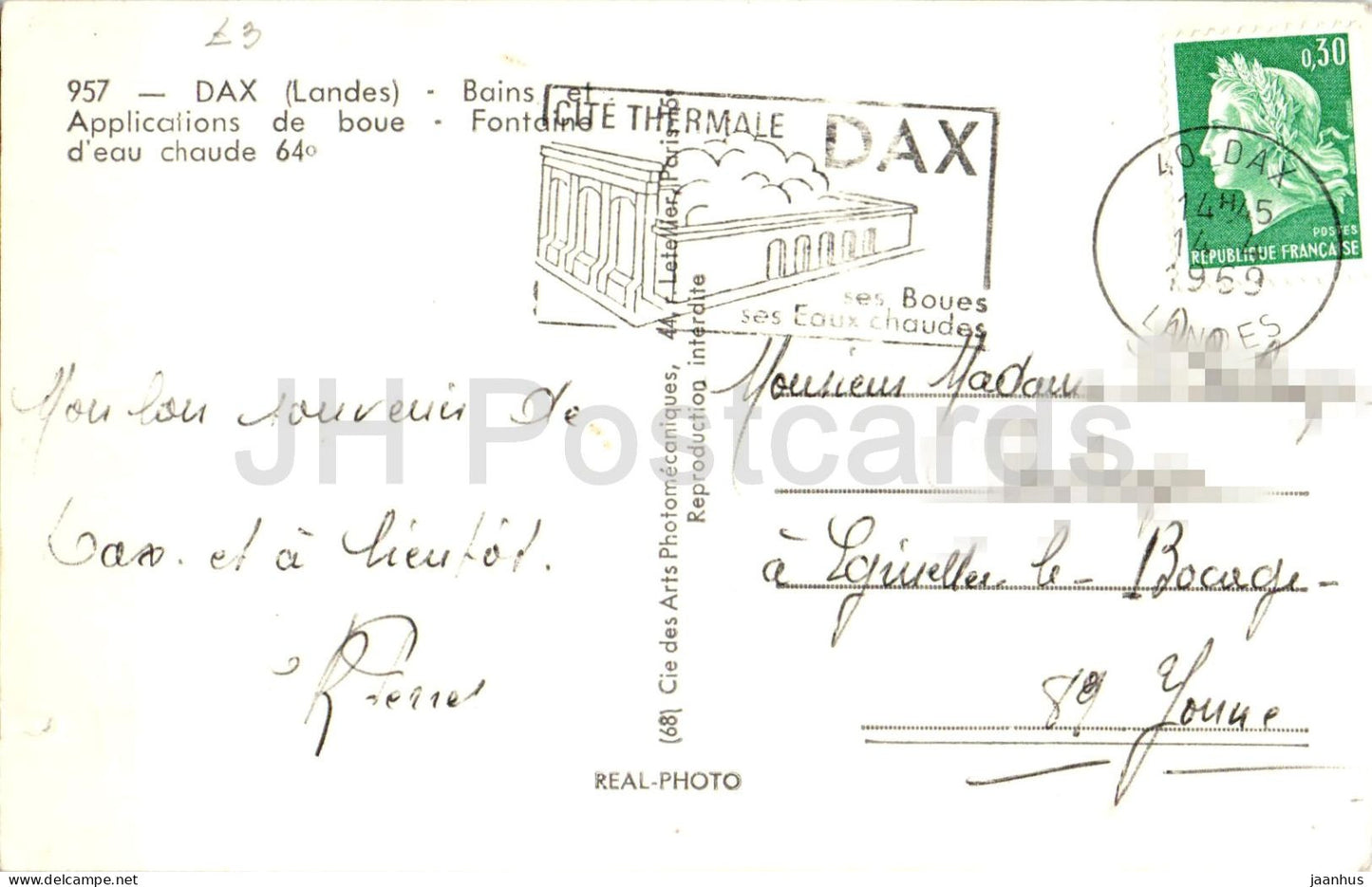 Dax - Landes - Bains et Applications de boue - Bäder und Schlammanwendungen Kurort 957 - 1969 - alte Postkarte - Frankreich - gebraucht