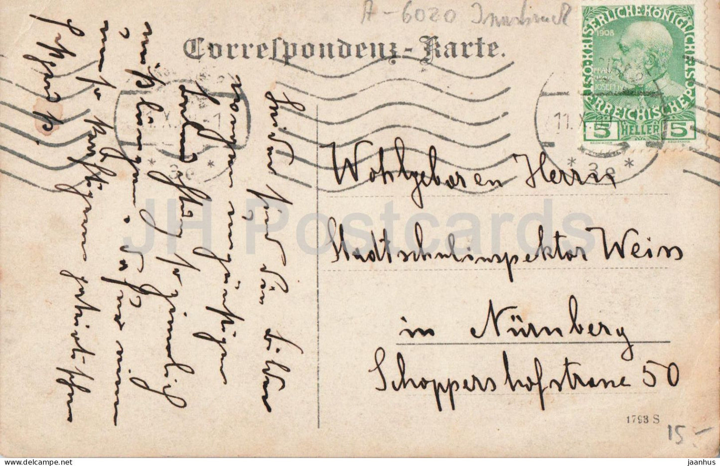 Innsbruck - Photo de groupe du 10e anniversaire - 1793 S - carte postale ancienne - 1909 - Autriche - utilisée