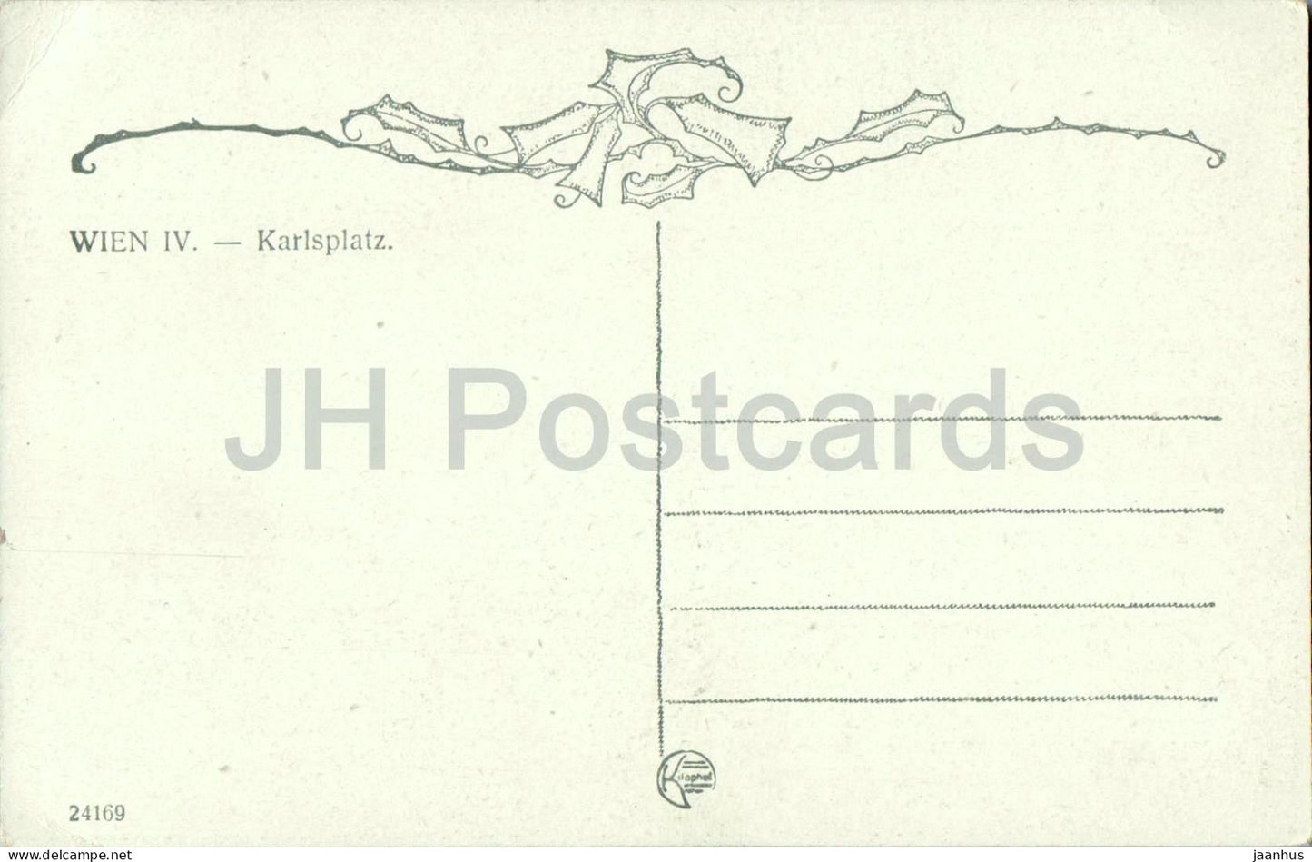 Wien - Vienna - Karlsplatz - illustration - 24169 - old postcard - Austria - unused