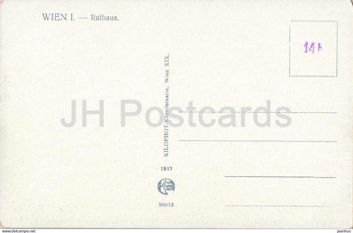 Wien - Vienna - Rathaus - town hall - architecture - square - 20012 - old postcard - 1917 - Austria - unused
