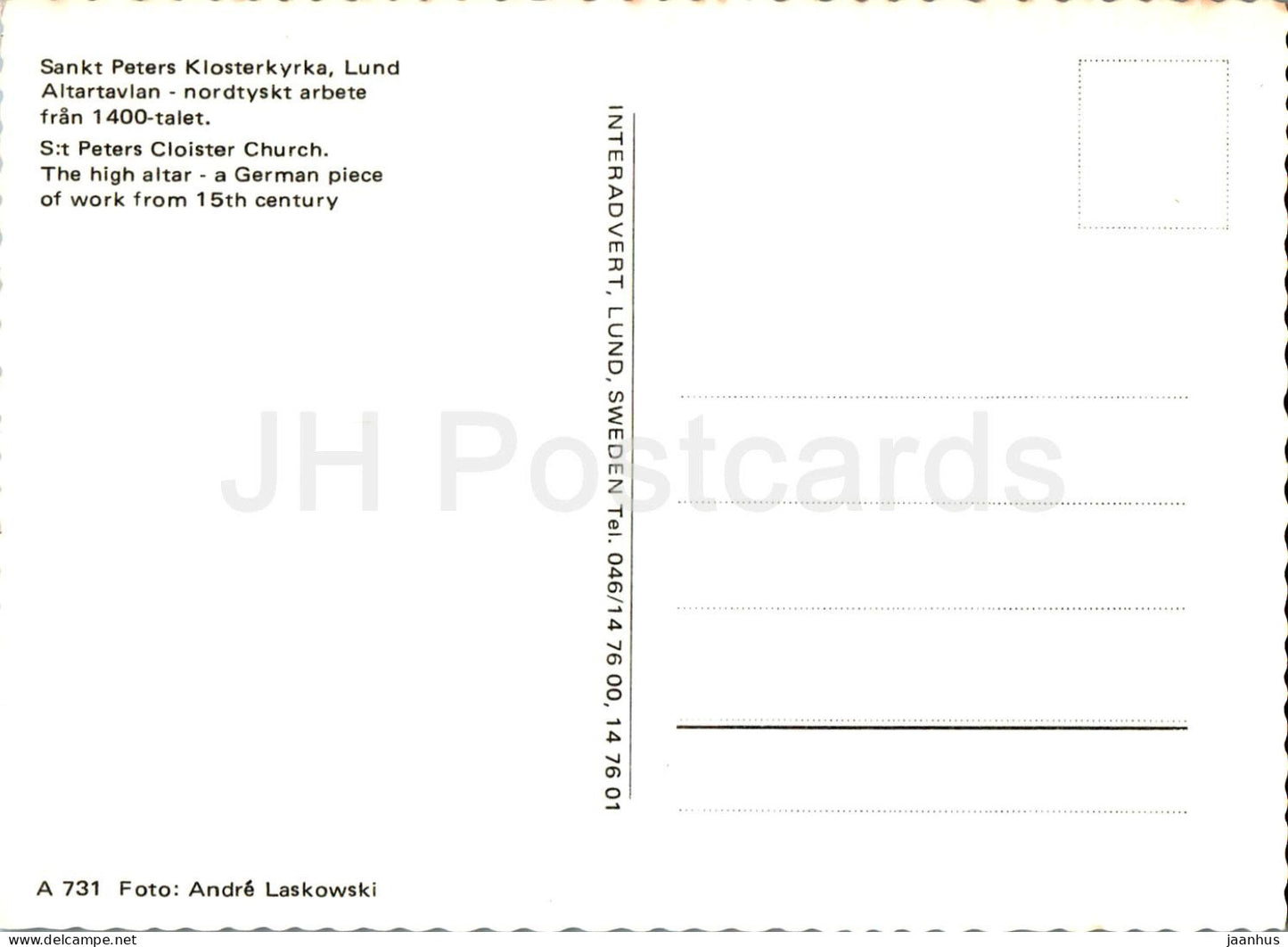 Lund - Sankt Peters Klosterkyrka - Altartavaln - Autel - église - 731 - Suède - inutilisé