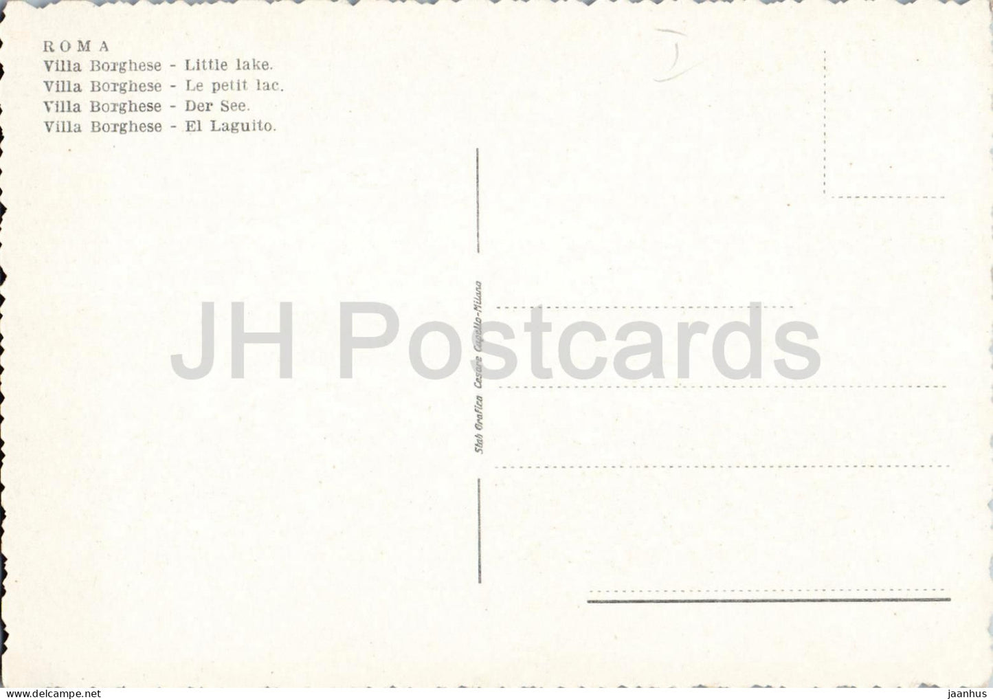 Roma - Rome - Villa Borghese - Il Laghetto - Little Lake - old postcard - Italy - unused