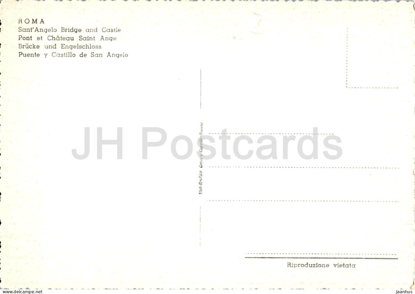 Roma - Rome - Castel S. Angelo - castle - bridge - river Tiber - old postcard - Italy - unused