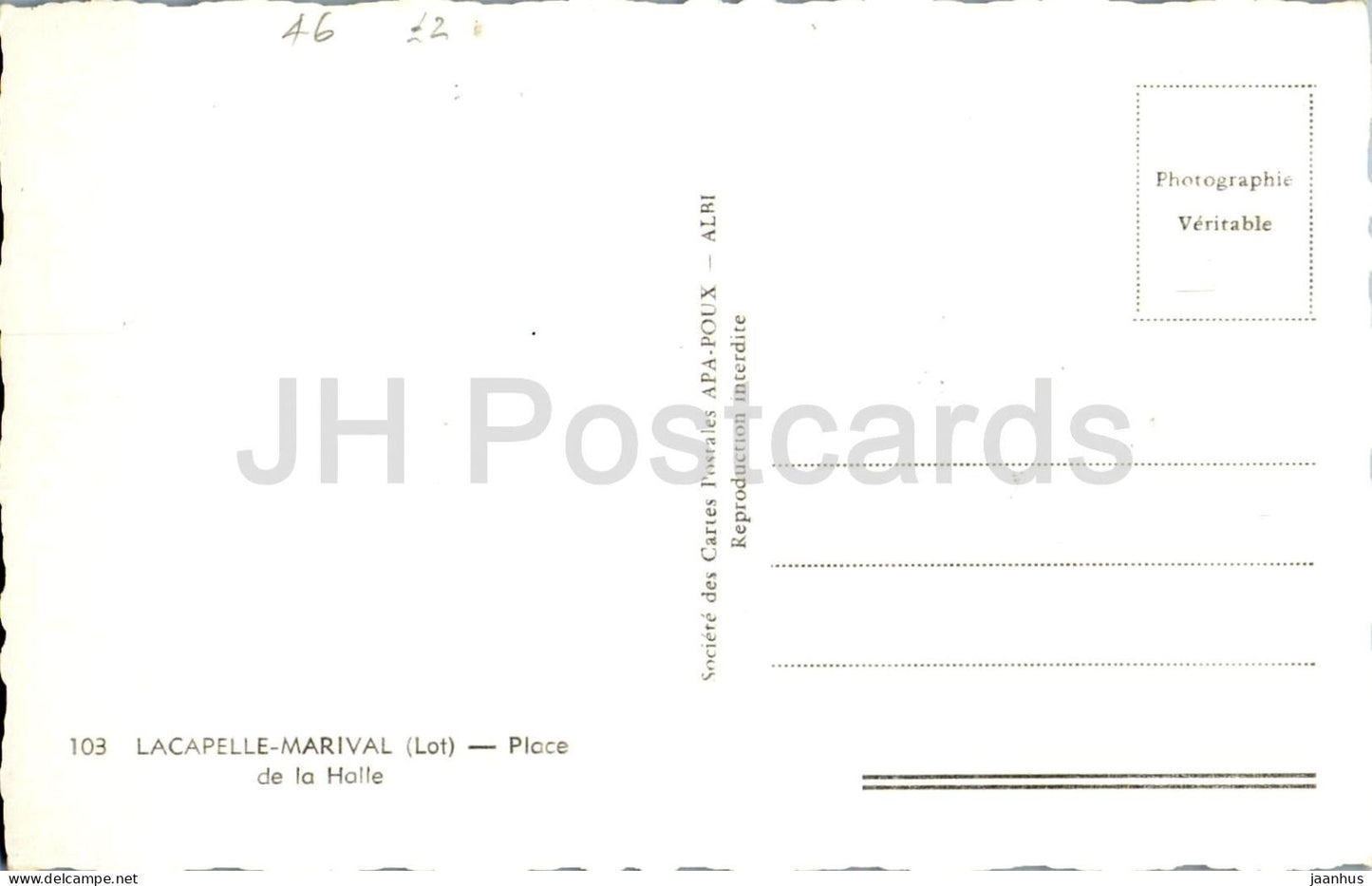 Lacapelle-Marival - Place de la Halle - Marktplatz - Schuhe - Reilhac - 103 - alte Postkarte - Frankreich - unbenutzt