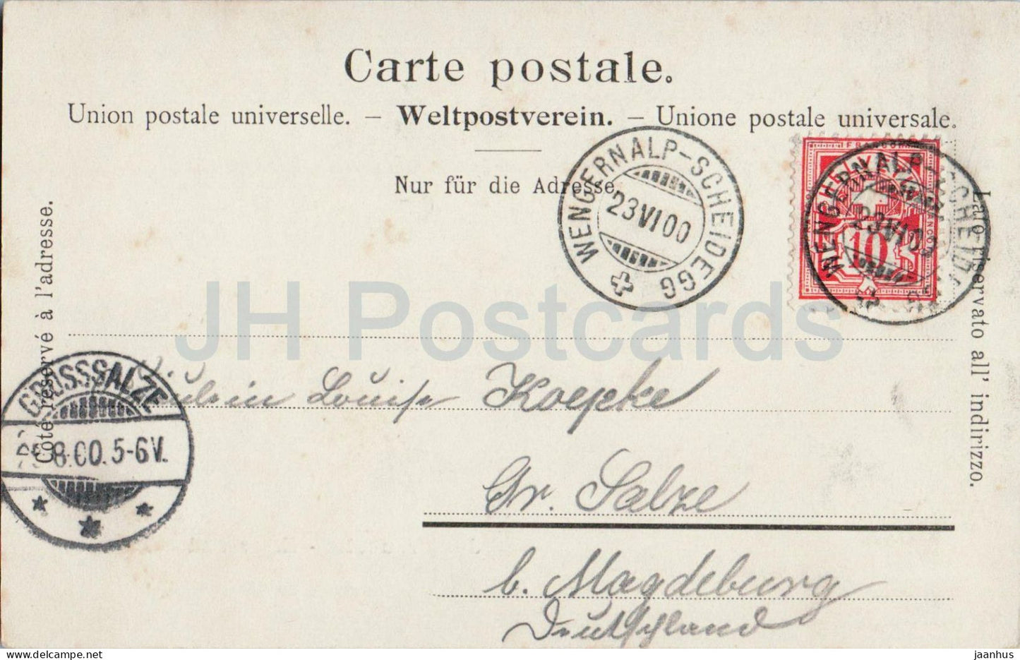 Jungfraubahn - Eiger und Monch - chemin de fer - glaciers - glacier - 472 - carte postale ancienne - 1900 - Suisse - utilisé