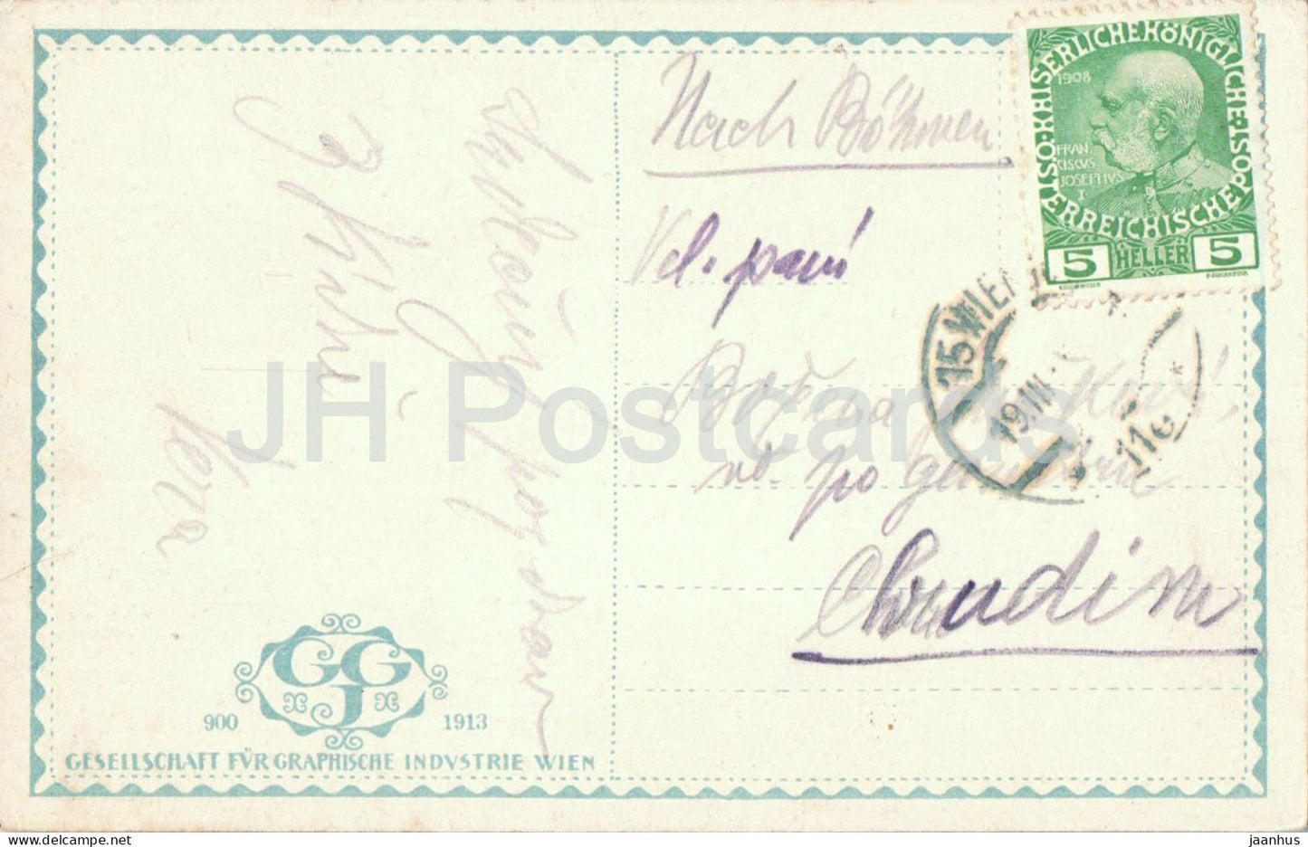 Wien - Vienna - Opernring - street view - tram - architecture - old postcard - 1913 - Austria - used