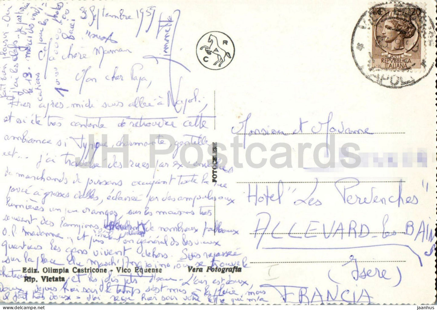 Vico Equense - Arco Naturale - Natural Arch - old postcard - rock formation - sea - 1959 - Italy - used