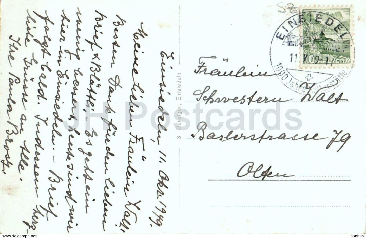 Einsiedeln - Klosteransicht - monastère - 3 - carte postale ancienne - 1949 - Suisse - utilisé