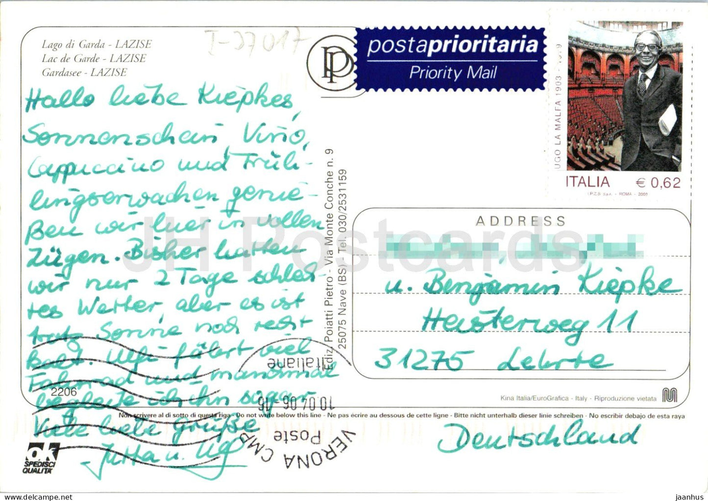 Lago di Garda - Lazise - Lake - harbor canal - boat - historic houses - 2206 - 2006 - Italy - used