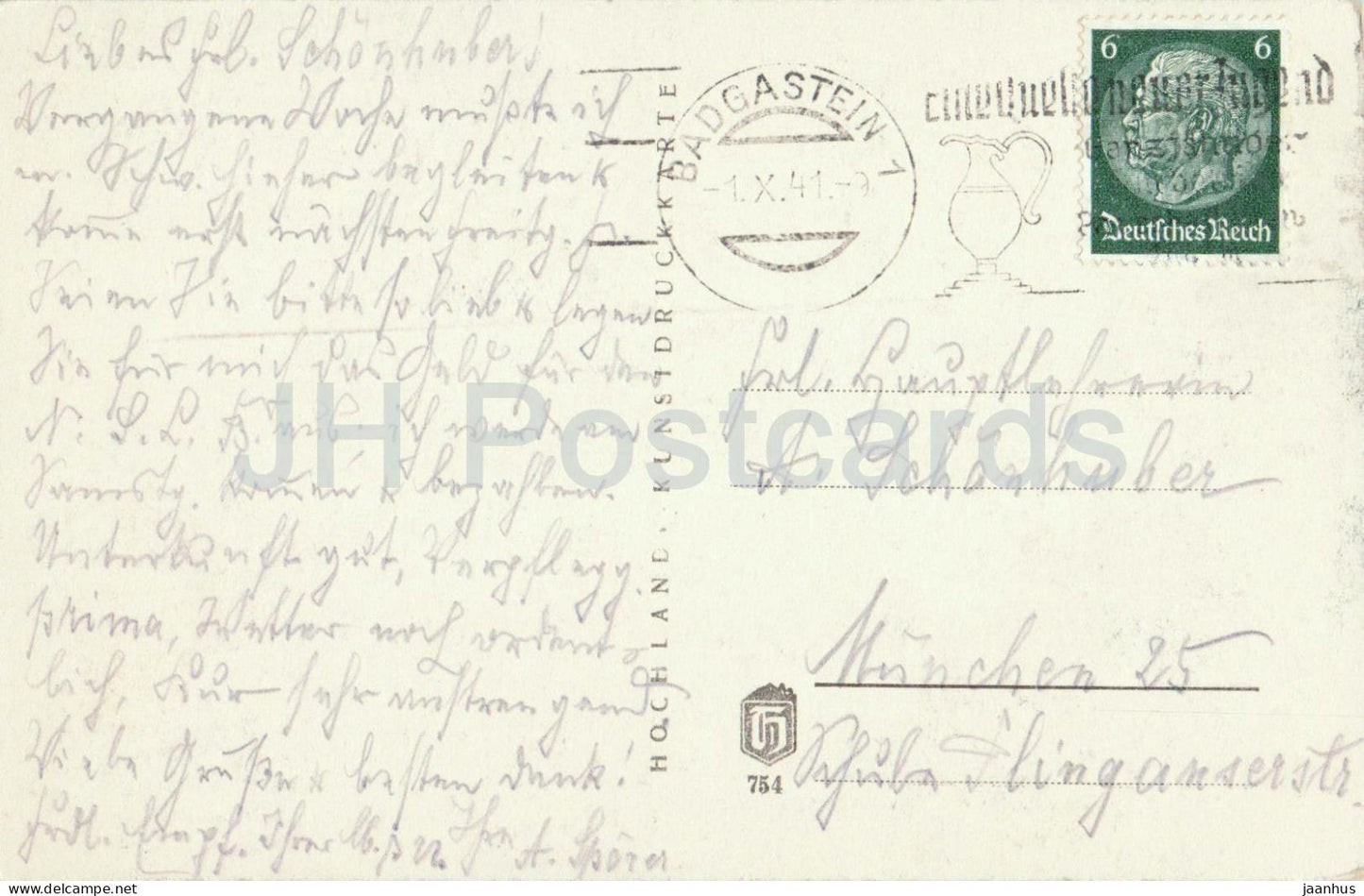 Bad Gastein gegen den Gamskarkogel 2465 m - Austria - No. 754 - old postcard - 1941 - used