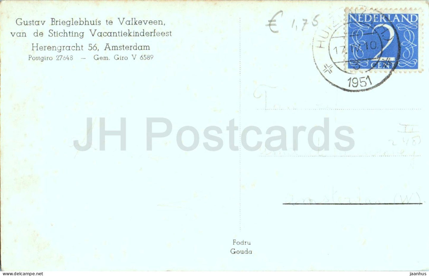 Gustav Brieglebhuis te Valkeveen - Gustav Briegle House - dunes - old postcard - 1951 - Netherlands - used