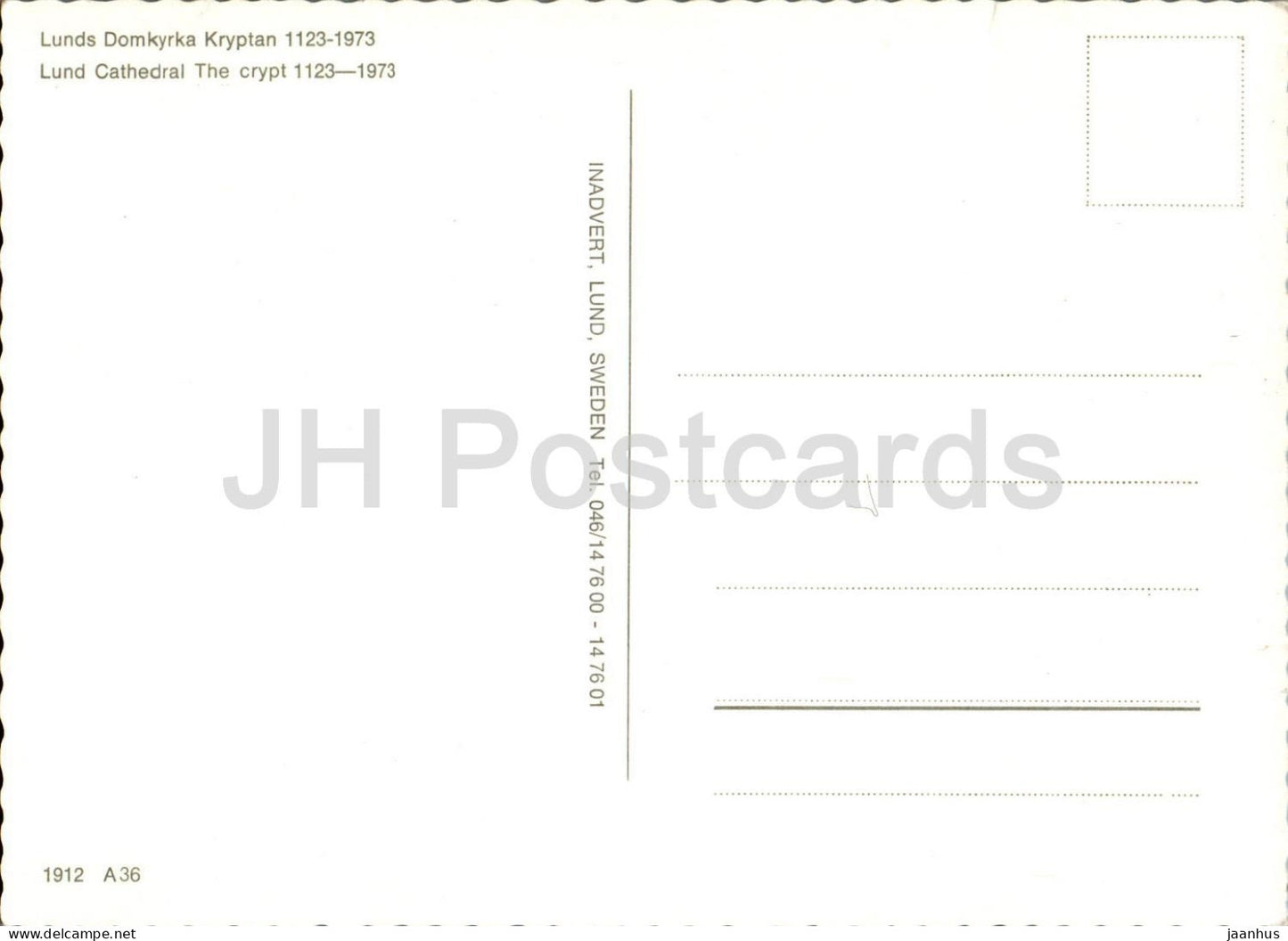 Lunds Domkyrka Kryptan - Crypte - Lund - cathédrale - 1912 - Suède - inutilisé