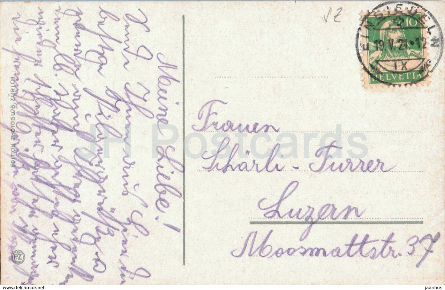 Einsiedeln - Das Kloster - monastery - abbey - square - pilgrims - 3043 - old postcard - 1921 - Switzerland - used