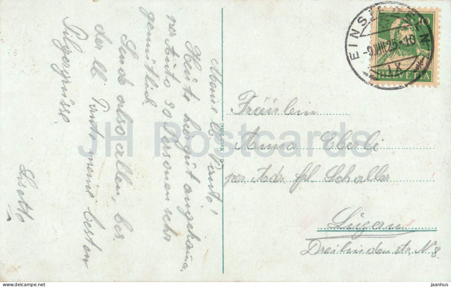 Maria Einsiedeln - monastery with Virgin Mary and Child - illustration - old postcard - 1925 - Switzerland - used