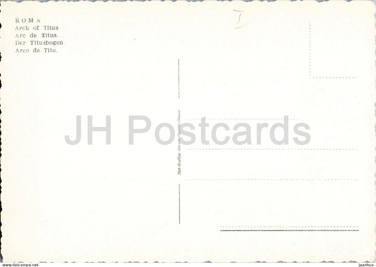 Roma - Rome - Arco di Tito - Arch of Titus - Ancient World - old postcard - Italy - unused