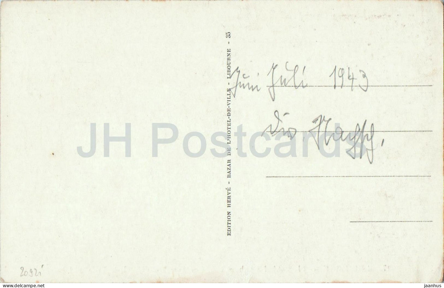 Libourne - Place Abel Surchamp - Les Arcades - l’Hotel de Ville - town hall - 17 - old postcard - 1943 - France - used