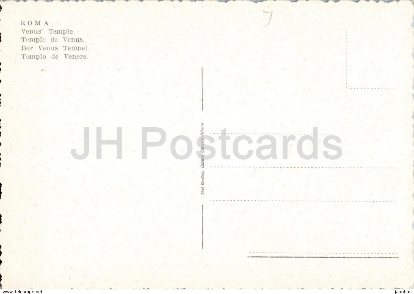 Roma - Rome - Tempio di Venere - Temple of Venus - temple - forum - ancient world - old postcard - Italy - unused