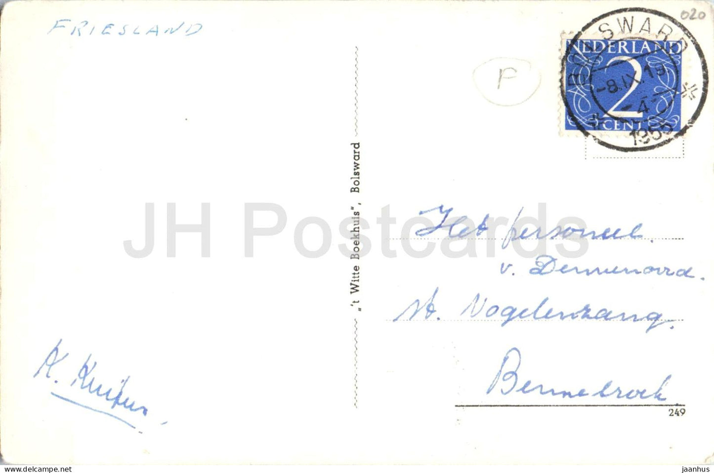 Bolsward - Koorbank - Museum St. Martinikerk - Stalles de chorale - église - carte postale ancienne - 1955 - Pays-Bas - inutilisé