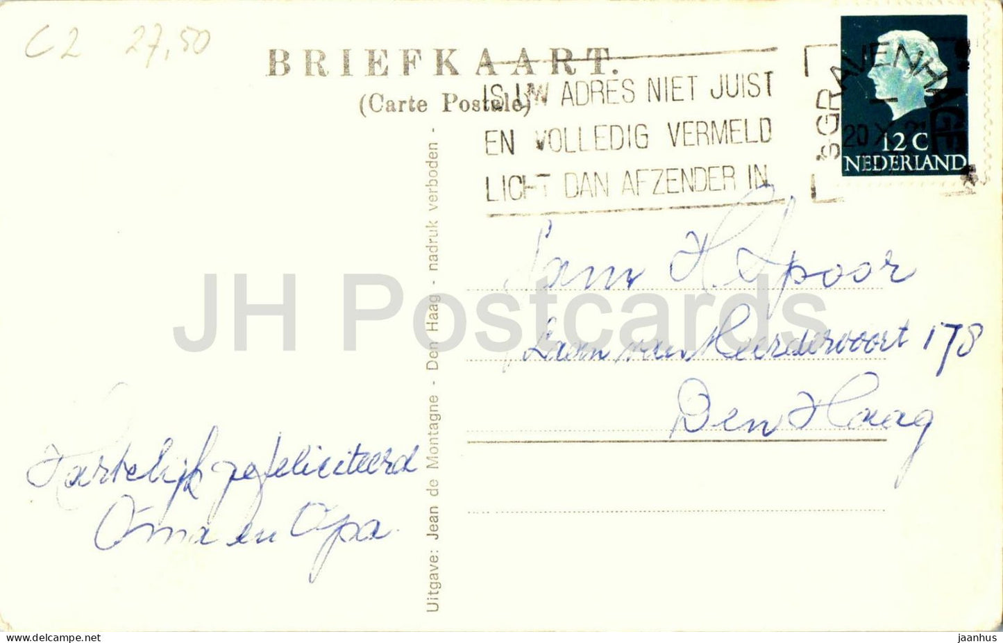 's Gravenhage Buitenhof - The Hague Buitenhof - Straßenbahn - Platz - alte Postkarte - Niederlande - gebraucht