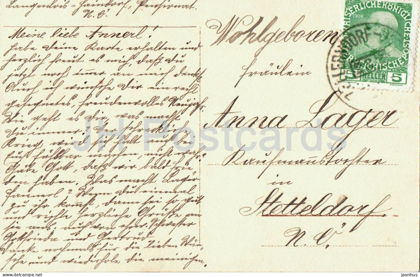 Pensionat Langenlois - pansionat - Haindorf - N.-Oe. - Architecture - No. 8 - old postcard - 1915 - Austria - used