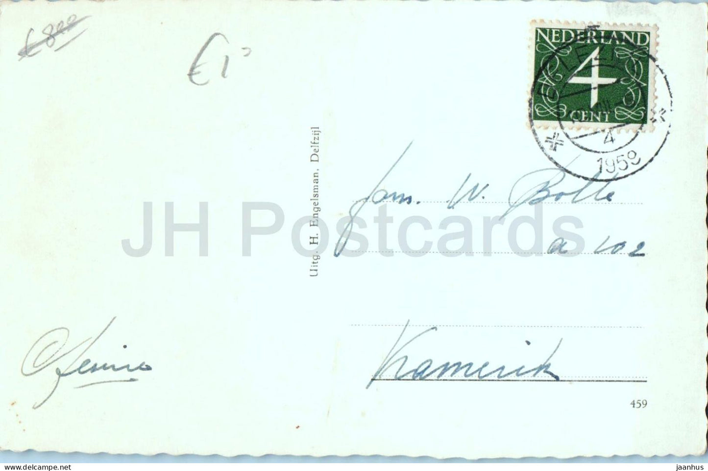 Salutations de Delfzijl - Greetings - moulin à vent - Gemeentehuis - Molenpad - vieille carte postale 1958 - Pays-Bas - utilisée