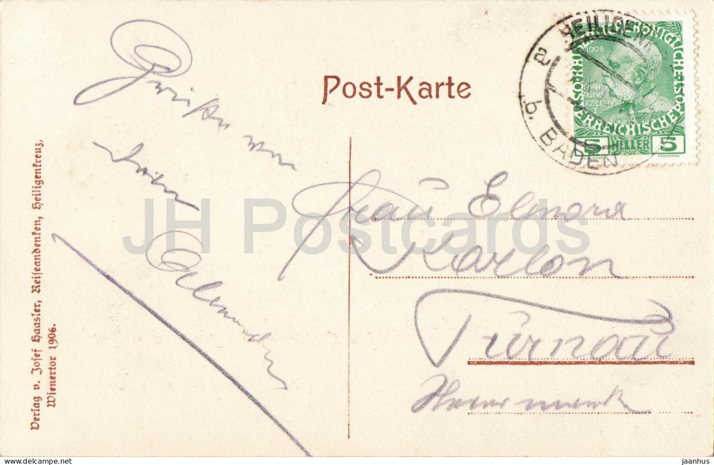 Die Cistercienser Abtei Heiligenkreuz im Wienerwald - monastery interior - old postcard - 1906 - Austria - used