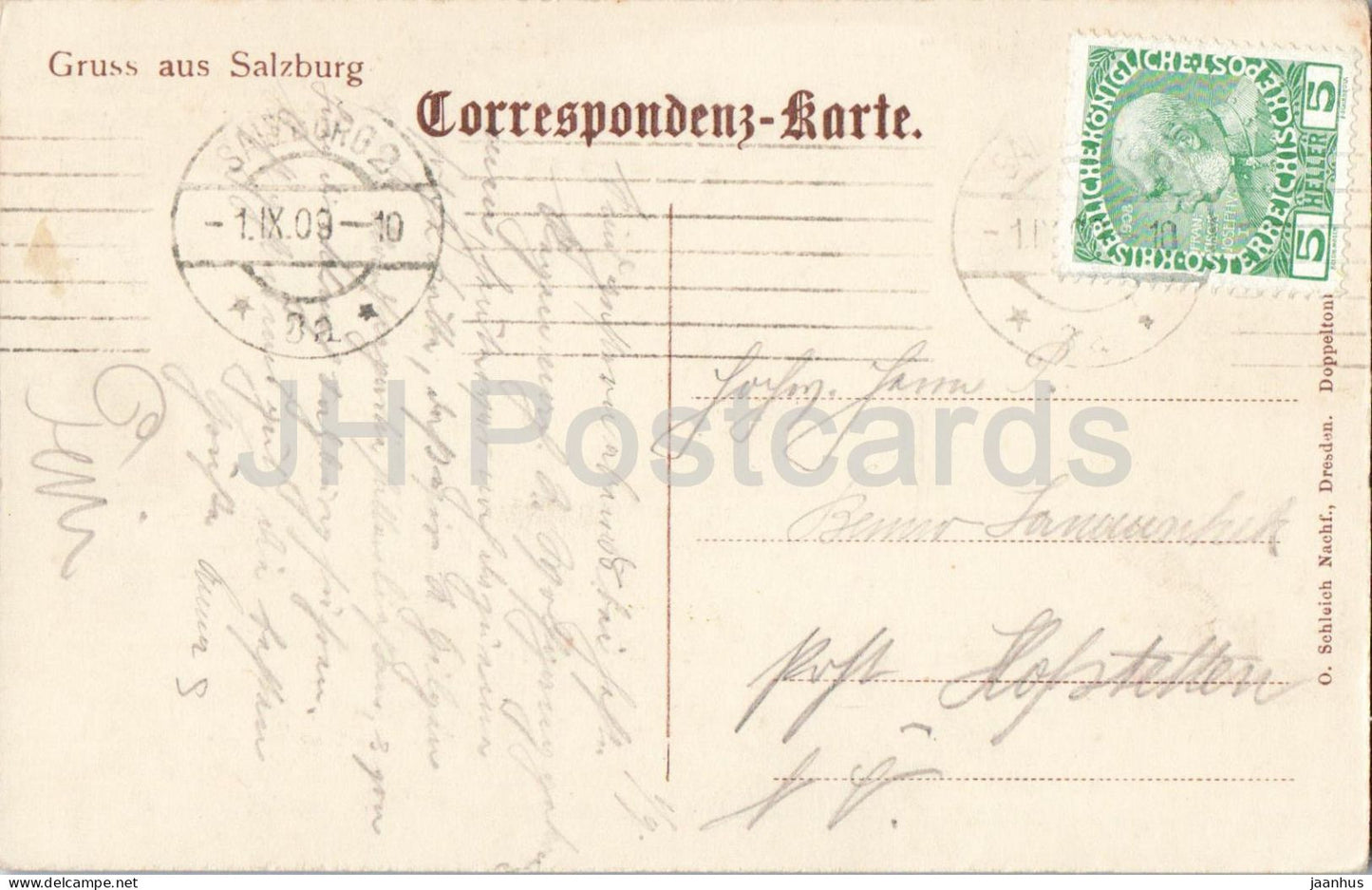 Gruss aus Salzburg - Untersberg 1978 m - old postcard - 1909 - Austria - used