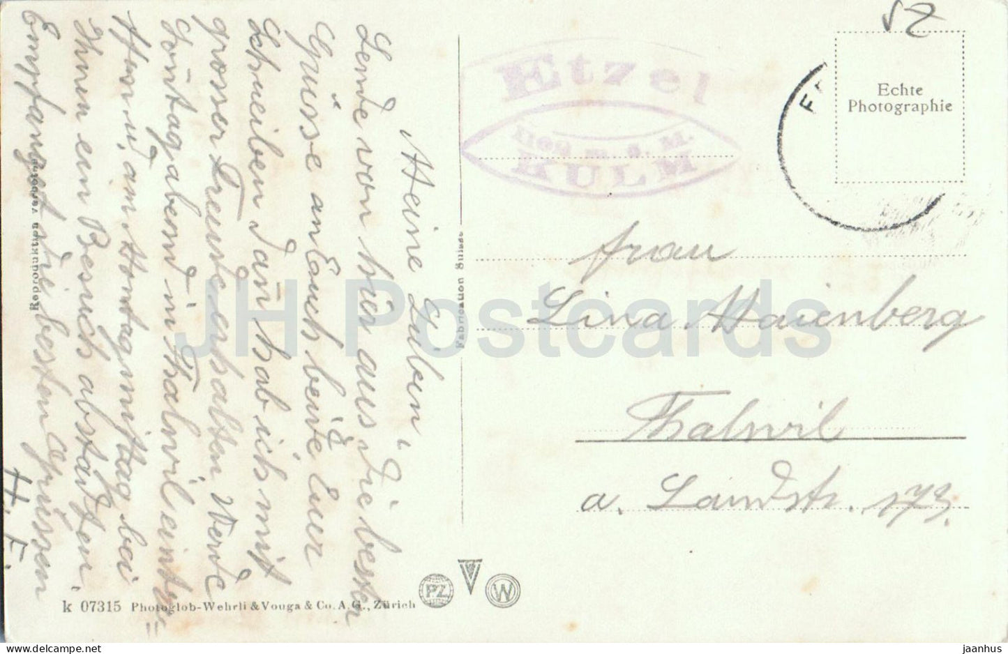 Blick vom Etzel Kulm auf See und Zurcher Oberland - panorama - 07315 - old postcard - Switzerland - used