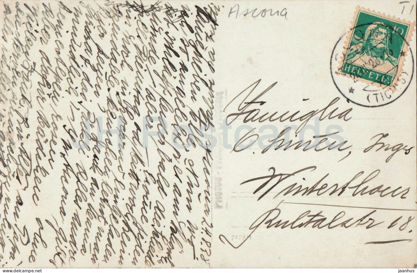 Ascona - Musiker auf Boot - Musicians on boat - music - jazz band - photo - old postcard - 1928 - Switzerland - used