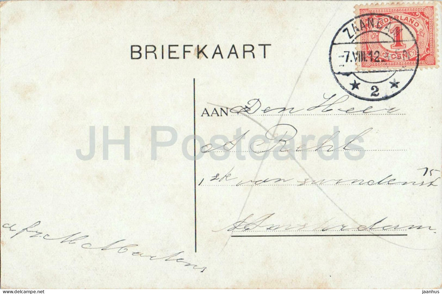 Zaandam - Czaar Peter monument - Peter The Great monument - old postcard - 1912 - Netherlands - used