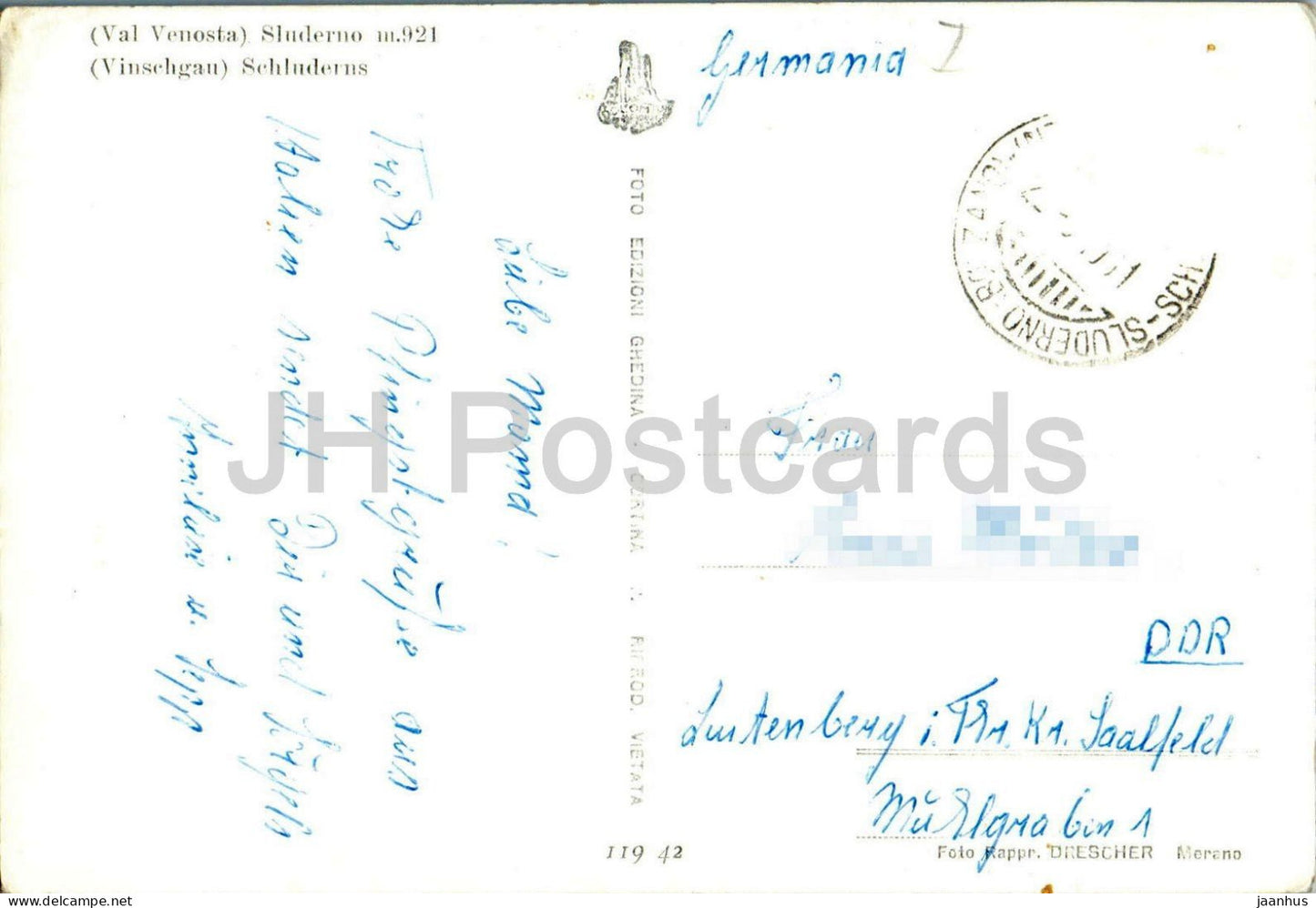 Vinschgau - Schluderns 921 m - Alpen - 11942 alte Postkarte - Italien - gebraucht