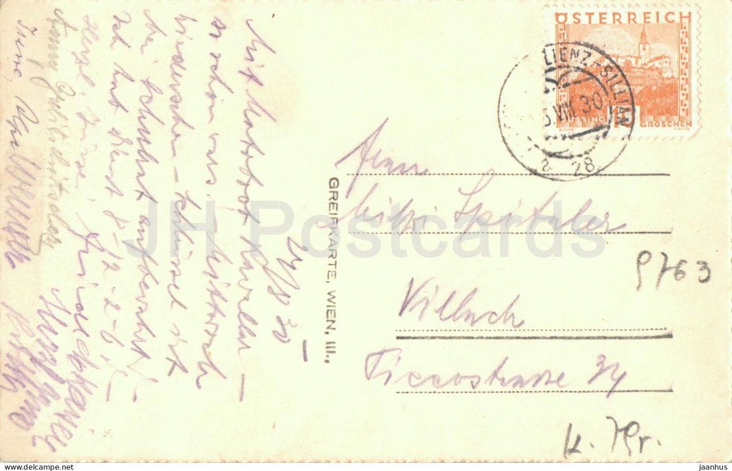 Der Weissensee geg. b. Ost-Ufer - lac - paysage - montagnes - carte postale ancienne - 1930 - Autriche - utilisé