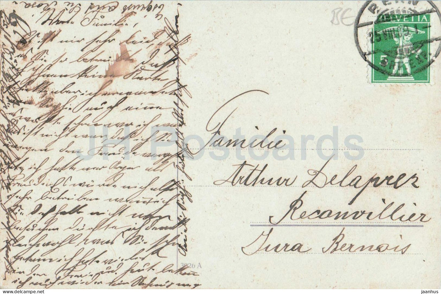 Berne - Blick auf Stadt und Alpen vom Kursaal Schanzli aus - 3026 A - carte postale ancienne - 1909 - Suisse - utilisé