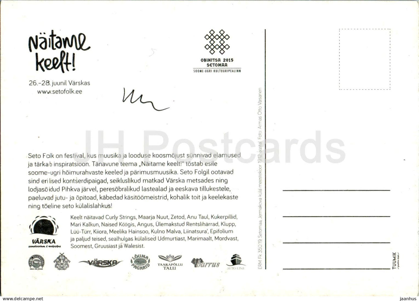 Seto Folk Festival 2015 - Jermalovka Male Choir in 1912 - 1976 - Estonia - unused