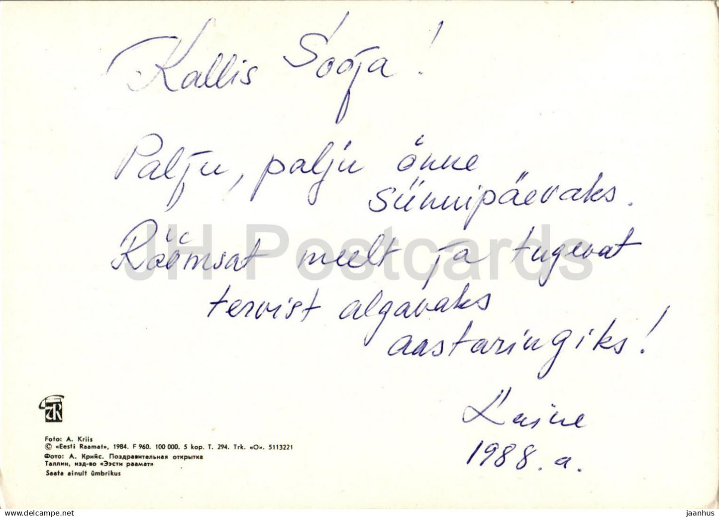 Birthday Greeting Card - Bellflower - Campanula - Daisy - flowers - 1 - 1984 - Estonia USSR - used