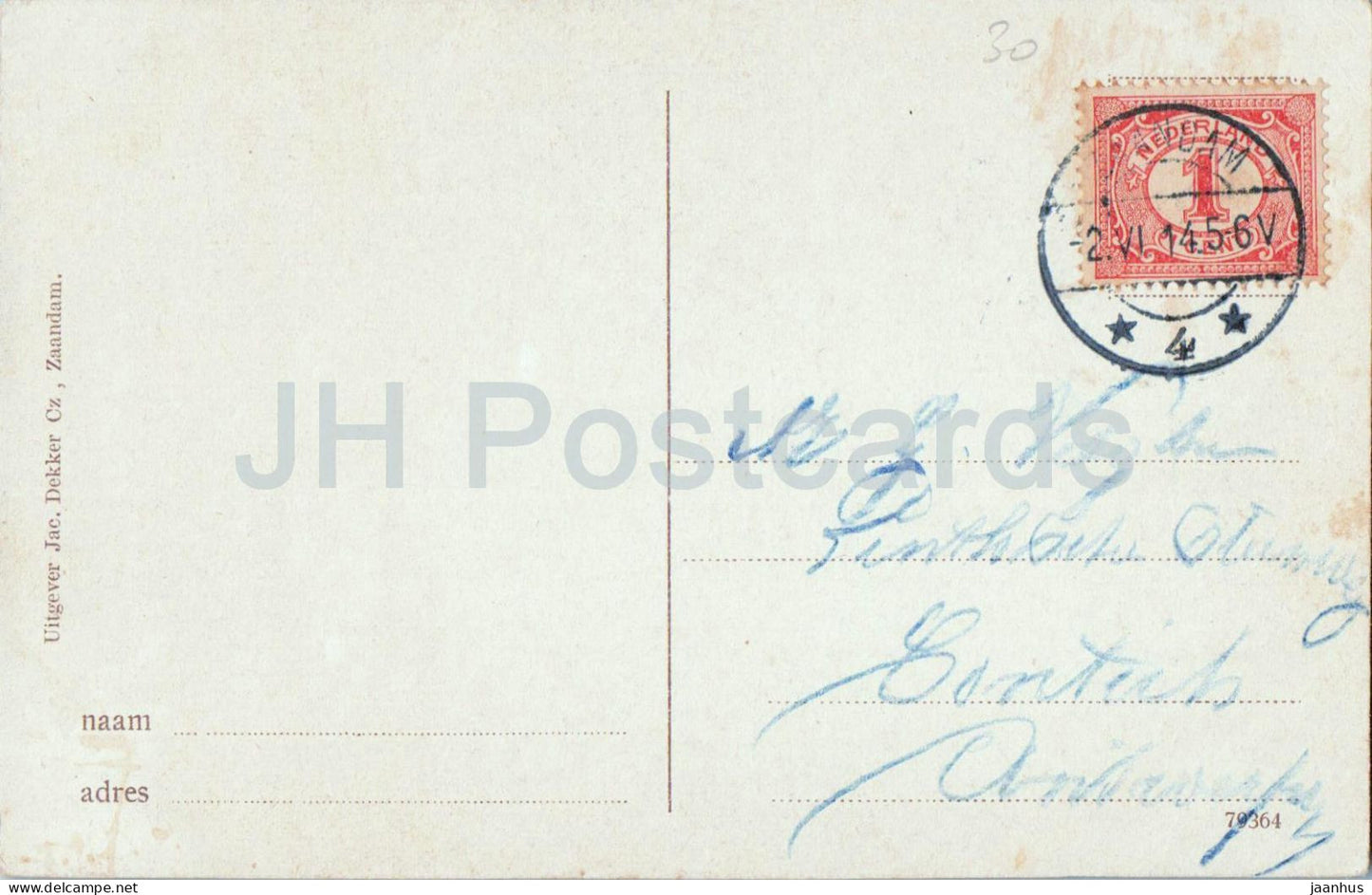 Zaandam - Binnenkamer Czaar Peterhuisje - Interior of Peter The Great House - old postcard - 1914 - Netherlands - used