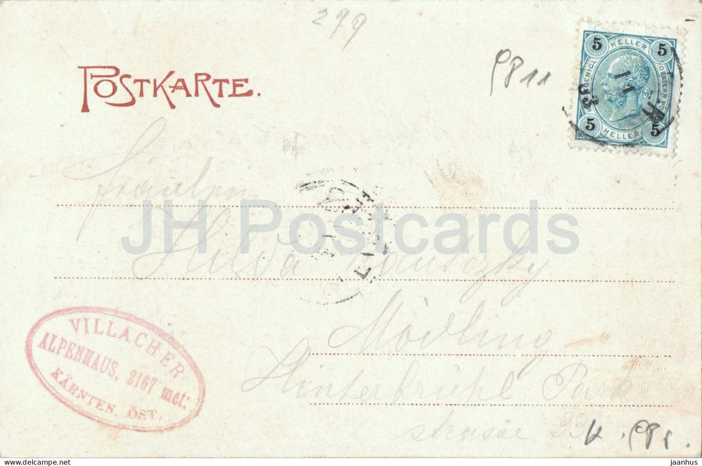 Dobratsch Bergabsturz - mountains - alpine view - Villacher Alpenhaus - old postcard - 1903 - Austria - used