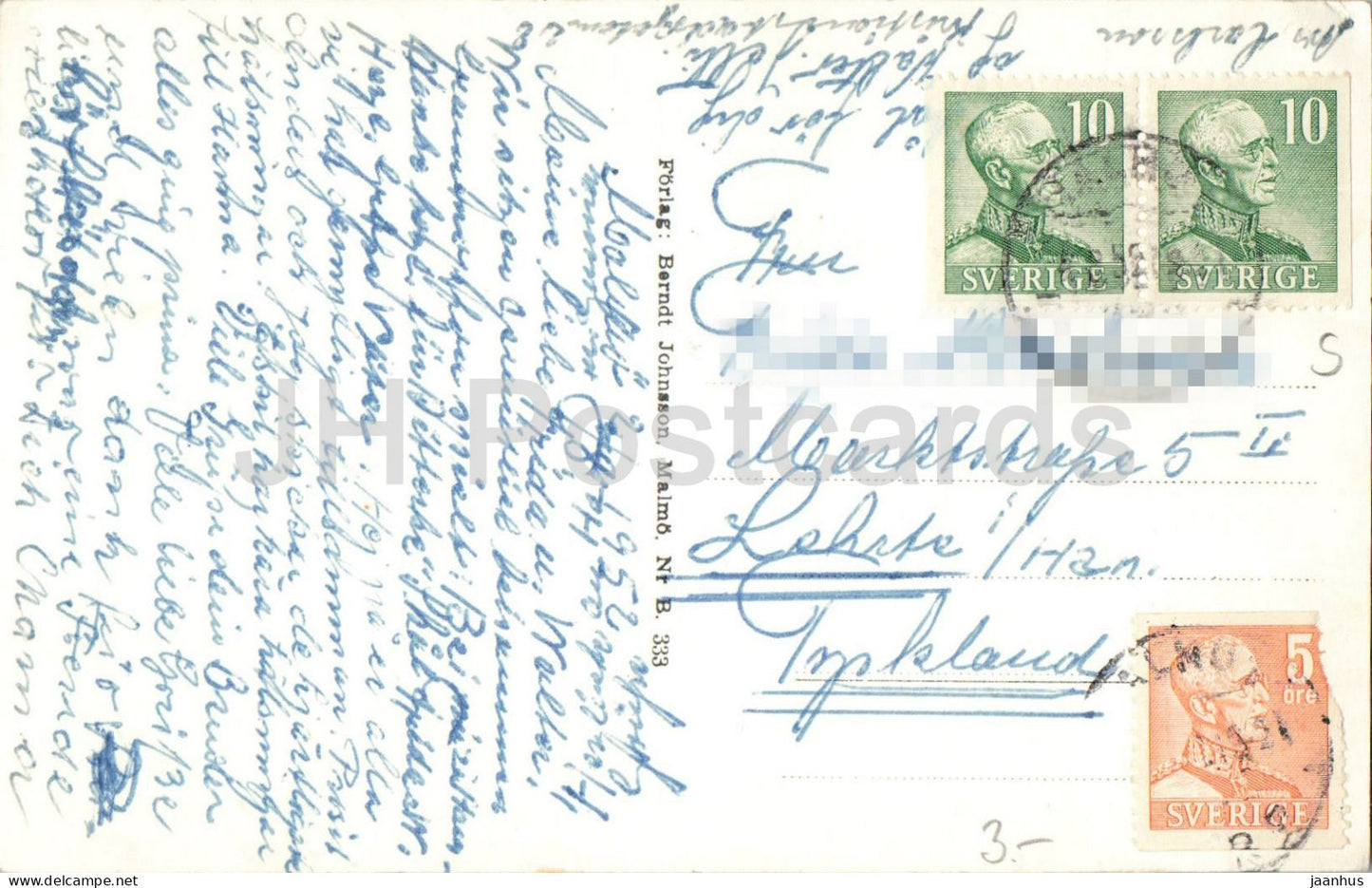 Malmo - The Glory of Labour by Axel Ebbe - monument - sculpture - city square - 333 old postcard - 1952 - Sweden - used