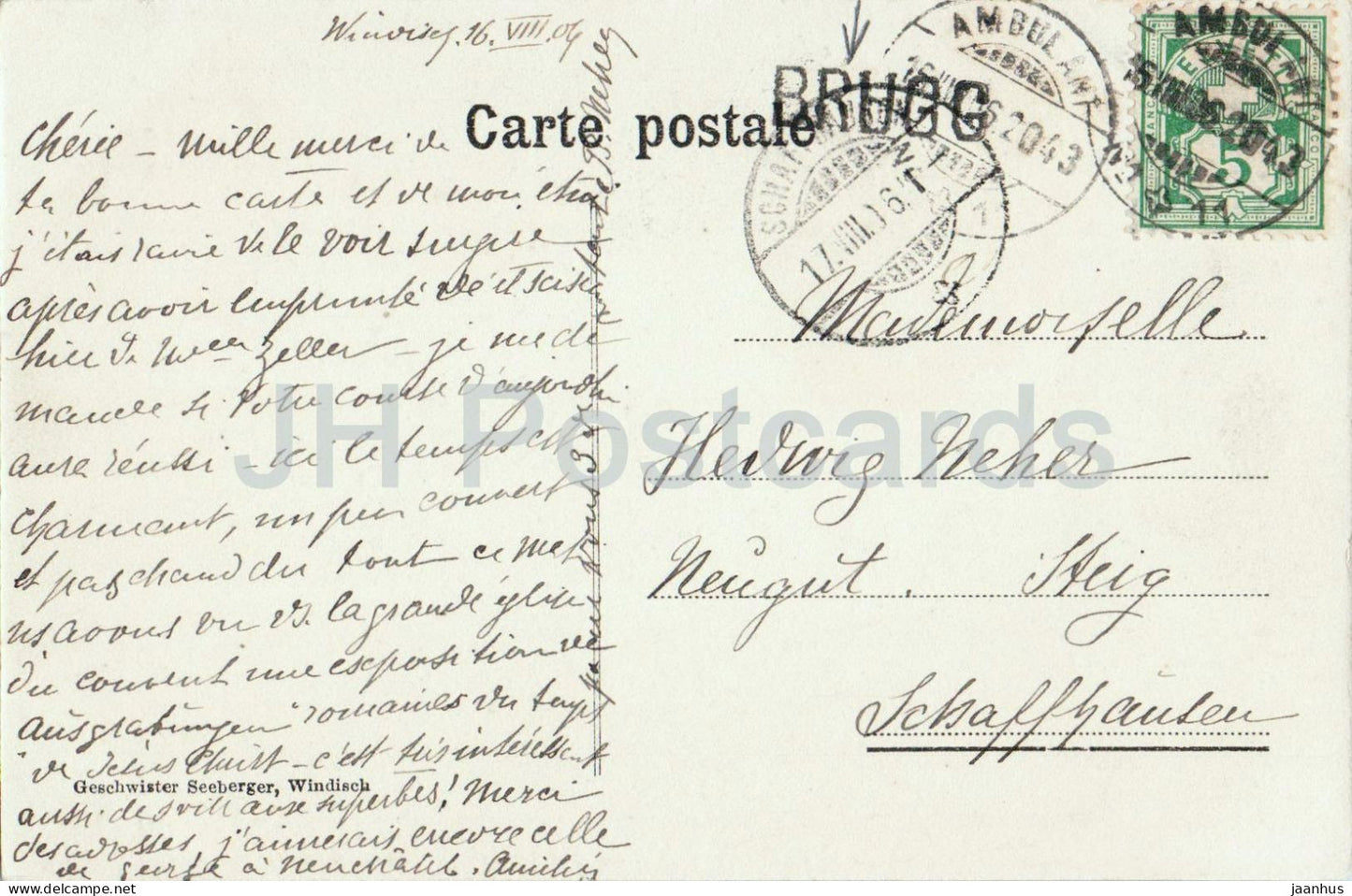 Windisch - Verlassene Muhle an der untern Reuss - moulin à eau - carte postale ancienne - 1904 - Suisse - utilisé