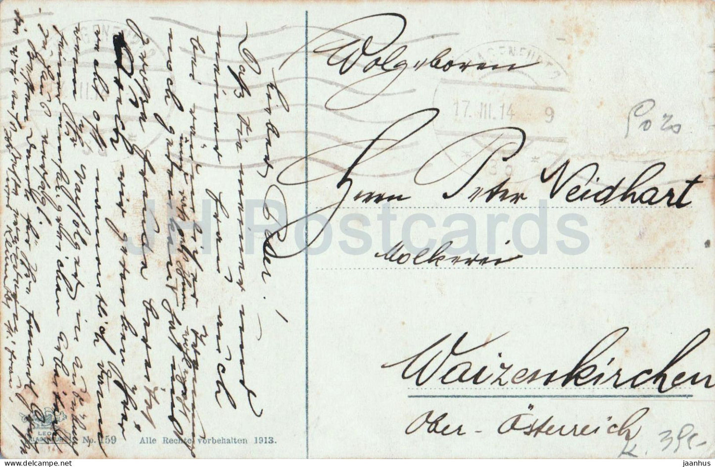 Klagenfurt gegen Suden - panorama - montagnes - N° 159 - carte postale ancienne - 1914 - Autriche - utilisé