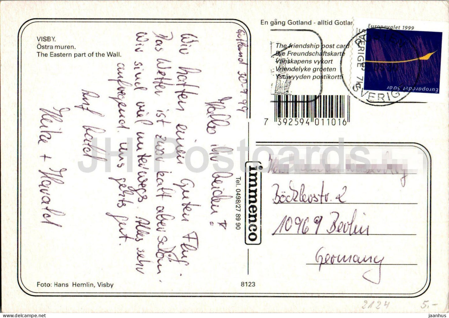 Visby - Ostra Muren - Der östliche Teil der Mauer - Gotland - 8123 - 1999 - Schweden - gebraucht