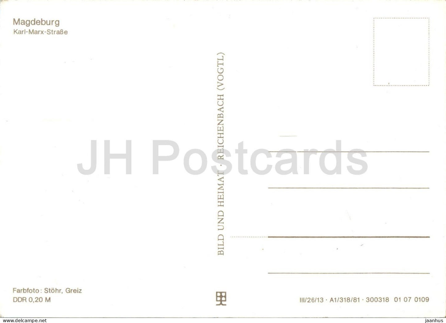 Magdeburg - Karl Marx Strasse - tram - Germany DDR - unused