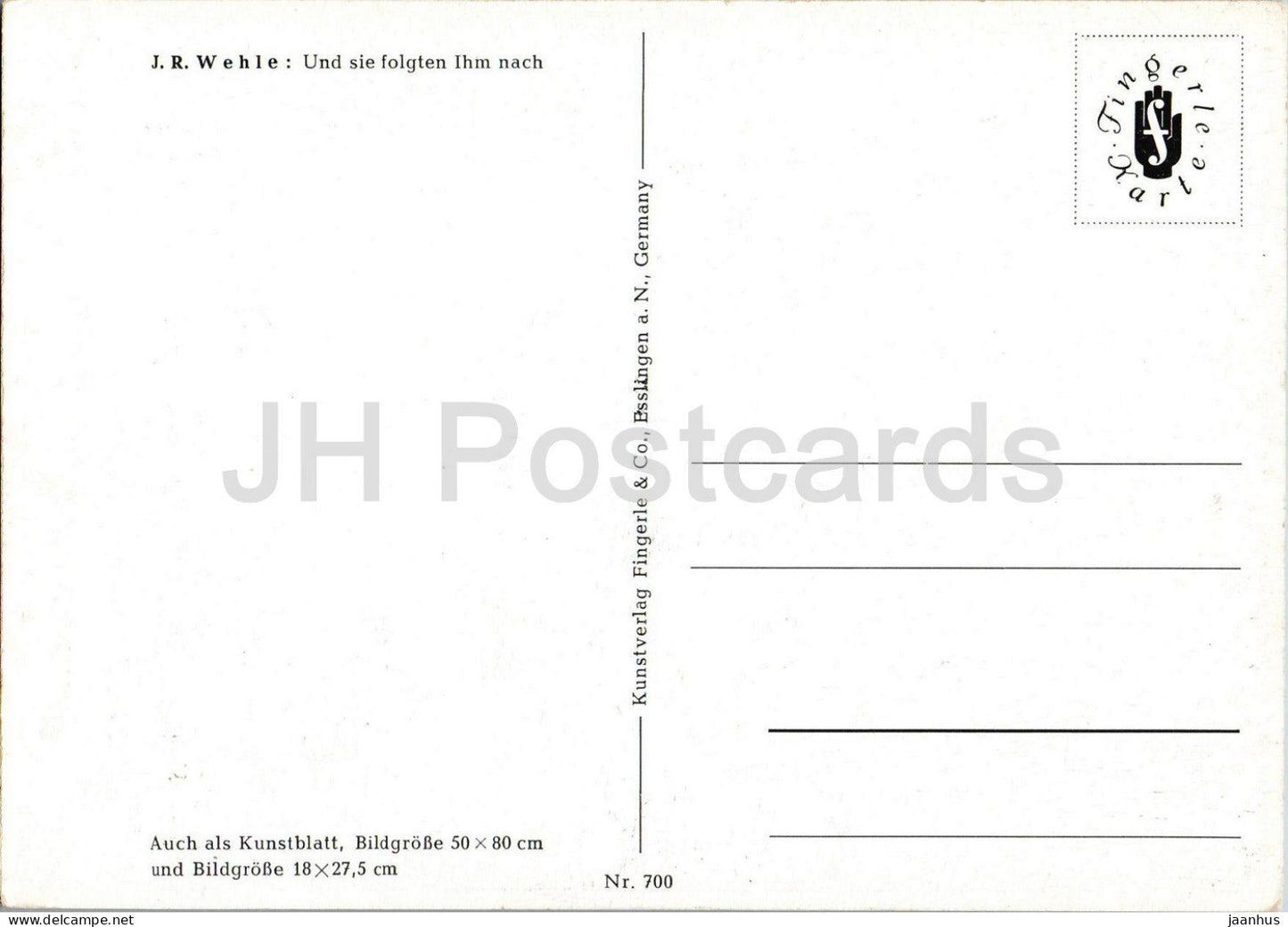 painting by J. R. Wehle - And They Followed Him - Und sie folgten Ihm nach - religious art - 1950s - Germany - unused