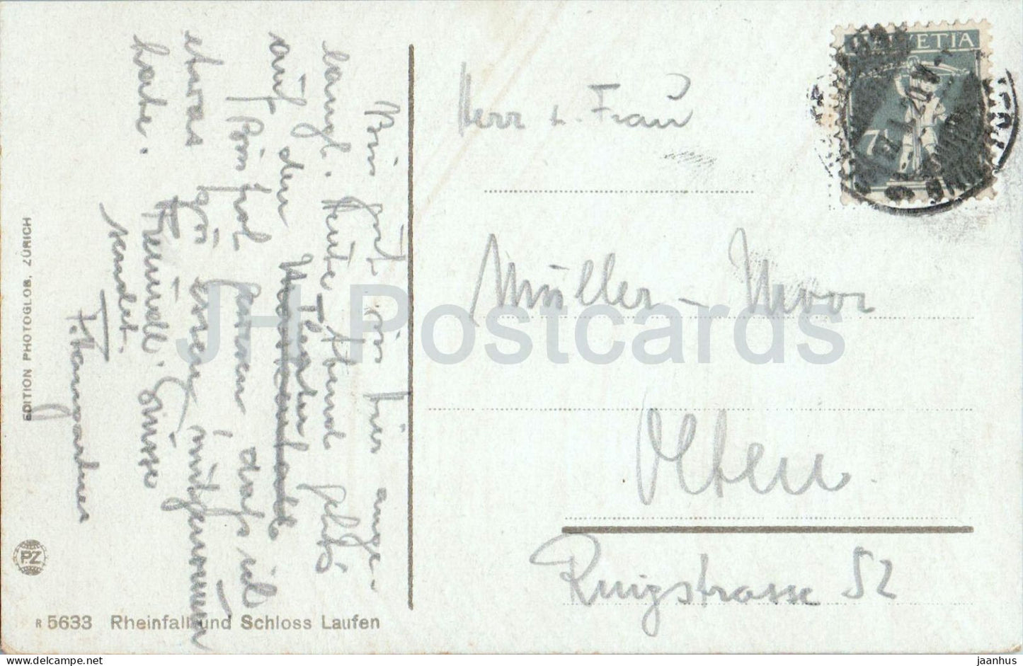 Rheinfall mit Schloss Laufen - vue nocturne de la cascade illuminée des chutes 5633 - carte postale ancienne - 1920 - Suisse - utilisé