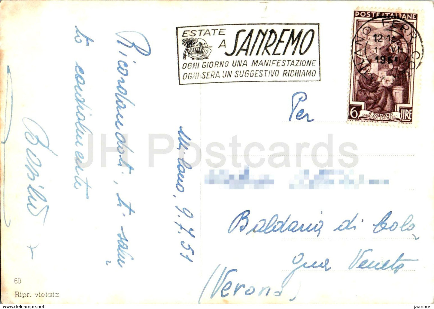 Mailand – Mailand – Panorama – Luftbild – Straße – 60 – alte Postkarte – 1951 – Italien – gebraucht