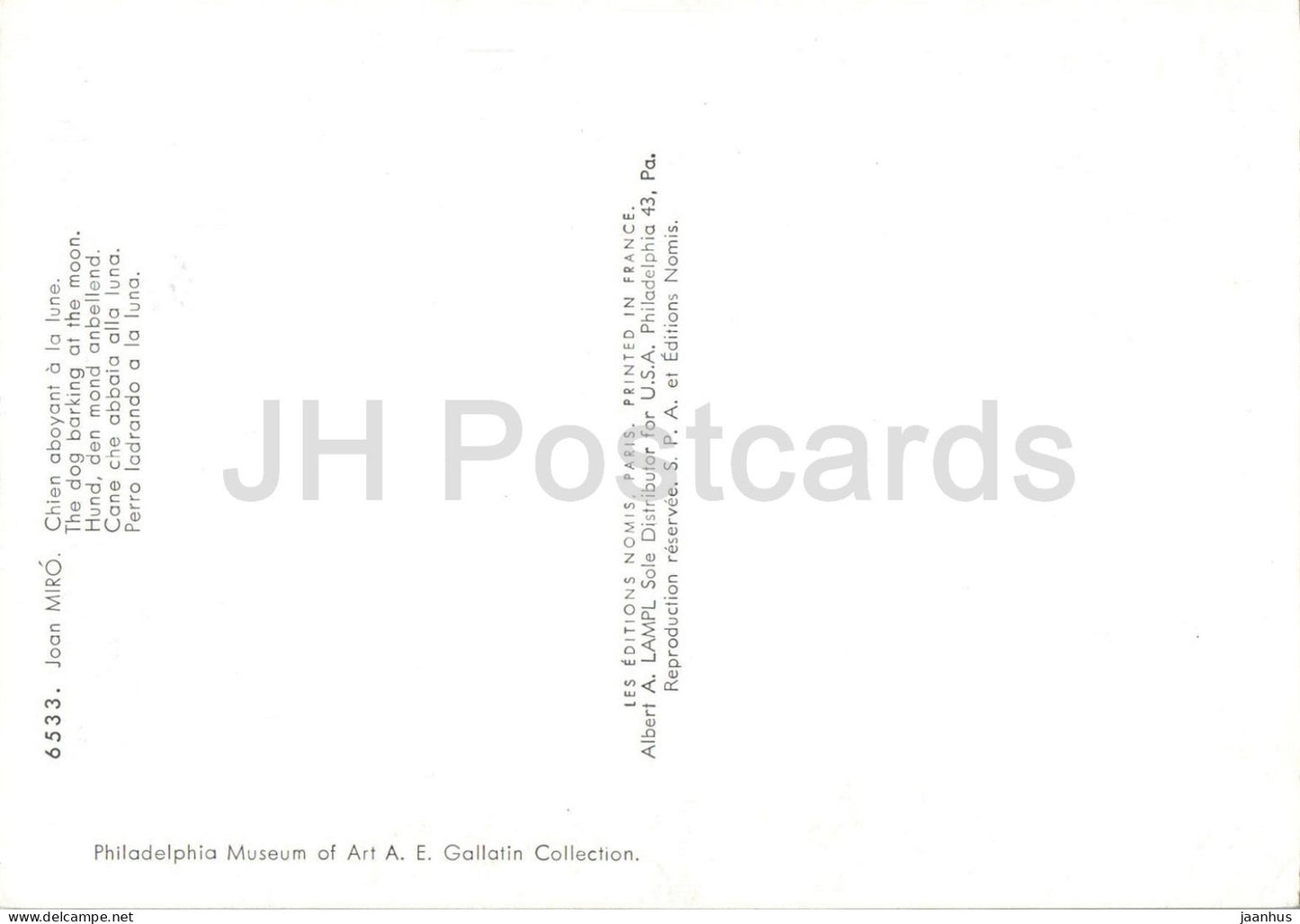 painting by Joan Miro - The dog barking at the moon - Spanish art - 6533 - France - unused