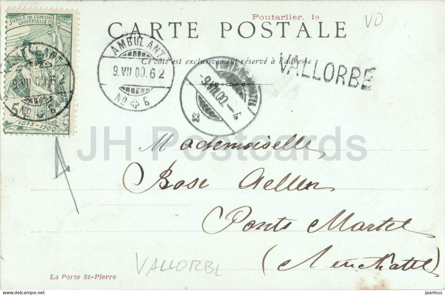 Pontarlier - La Porte St-Pierre - city gate - street market - architecture - old postcard - 1900 - France - used