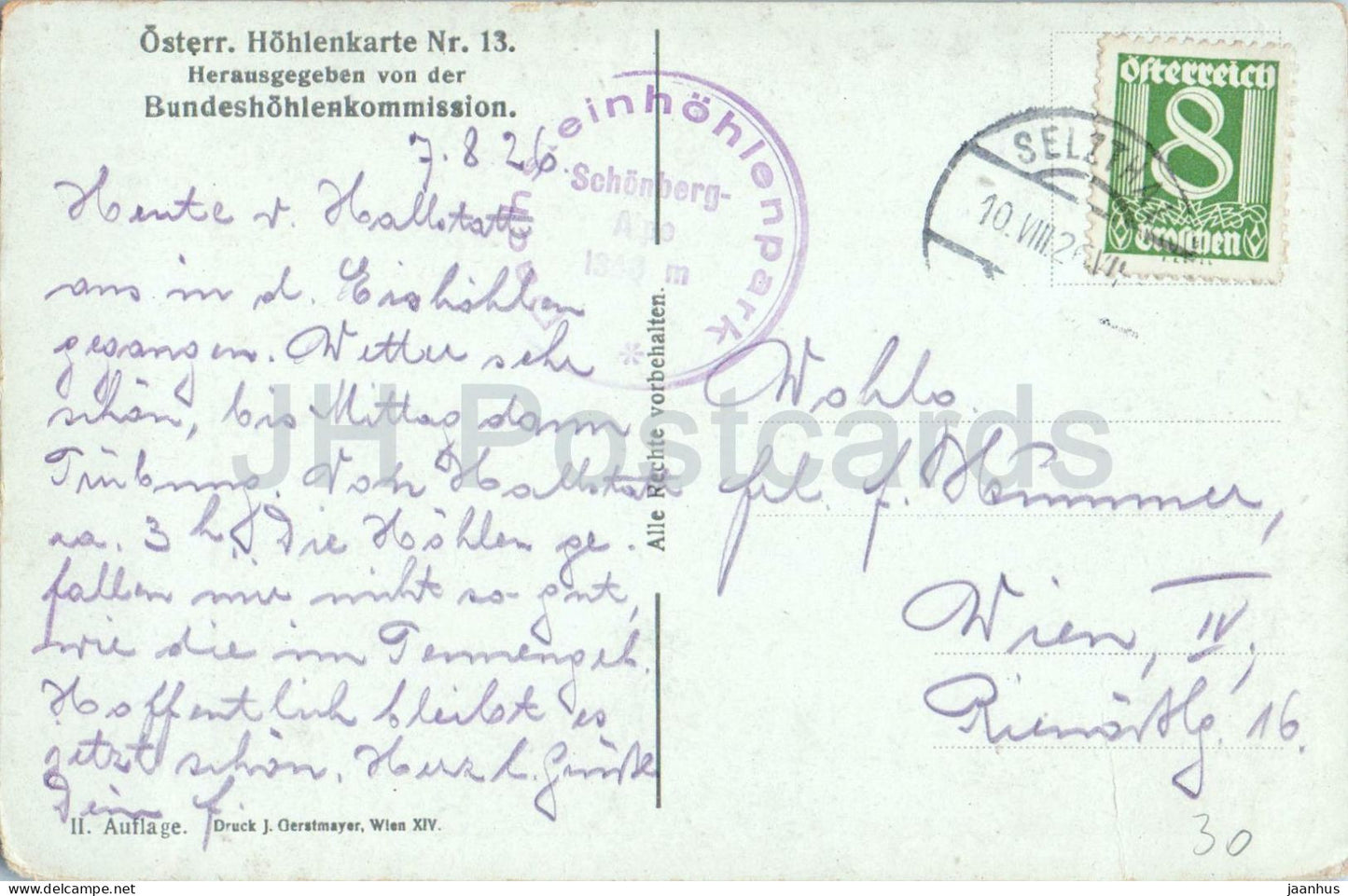 Dachstein Rieseneishohle bei Obertraun - Eissaulen im Parzivaldom - grotte - carte postale ancienne - 1926 - Autriche - utilisé